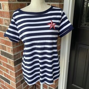 Karen Scott Navy‎ and White Striped Top